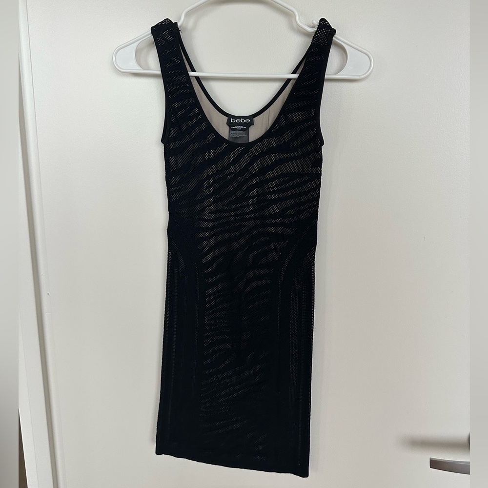 Bebe black and nude bodycon dress small